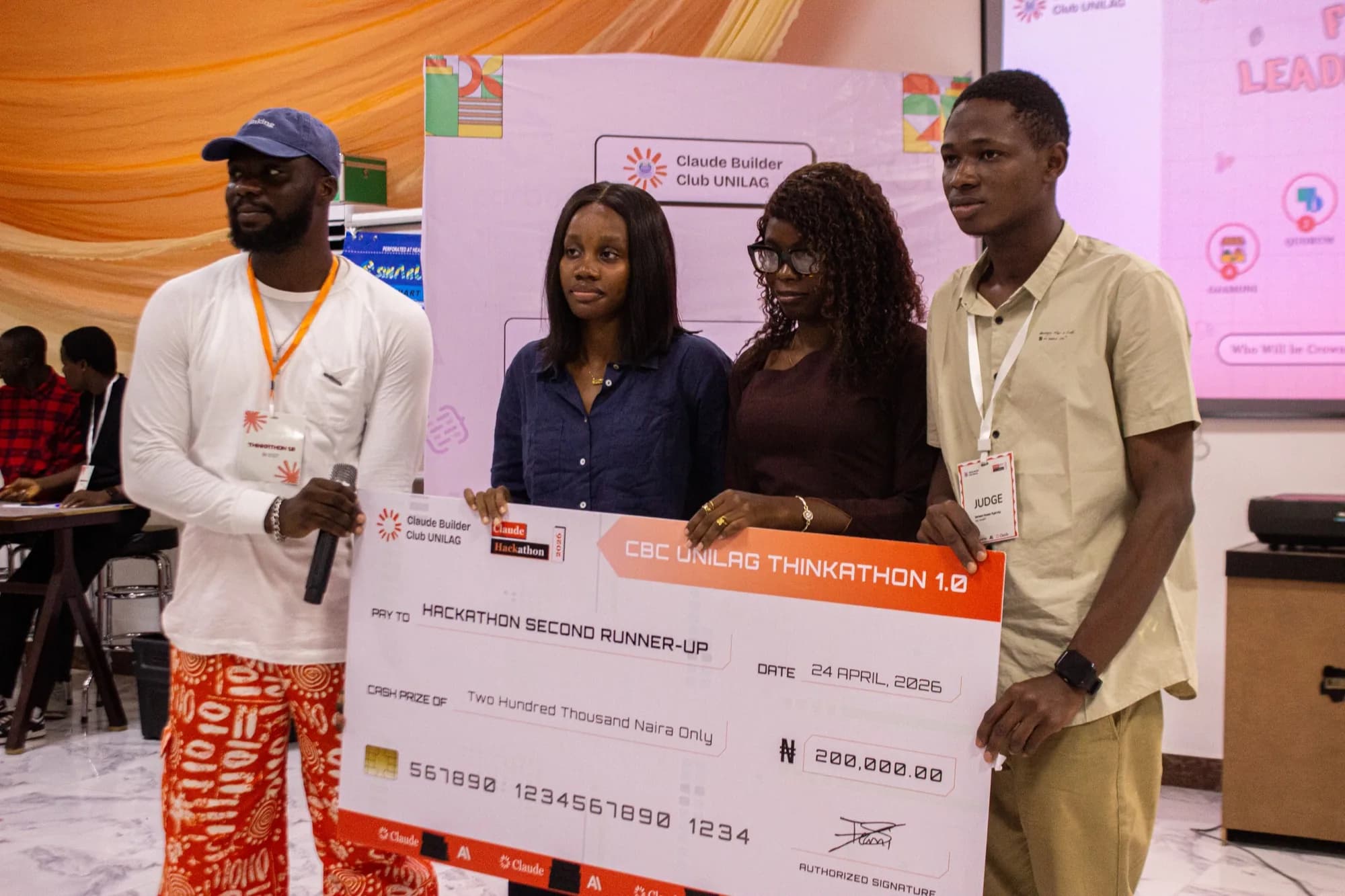 Team CampusPal receiving their third place cheque